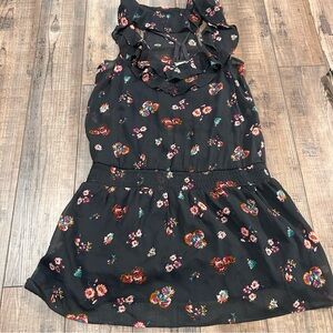 Aerie Navy Blue Floral Flutter‎ Sleeve Dress Women’s Size Medium